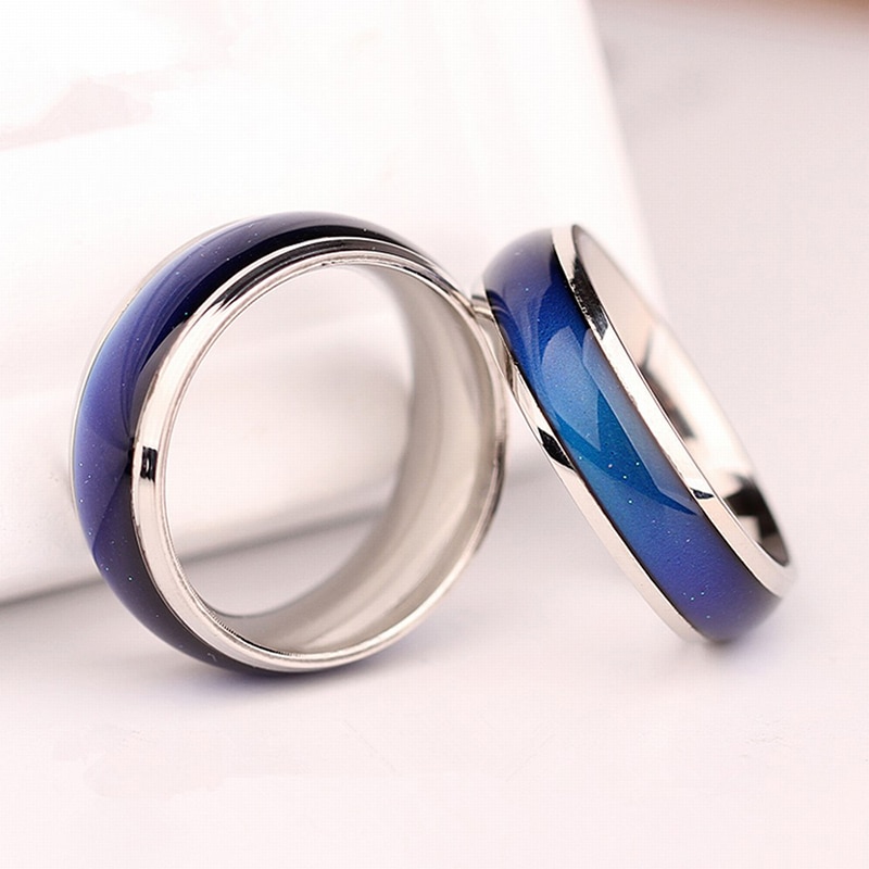 Stainless Steel Ring Changing Color Mood Rings Feeling / Emotion Temperature Ring Wide 6mm Smart Jewelry Men Women Unisex