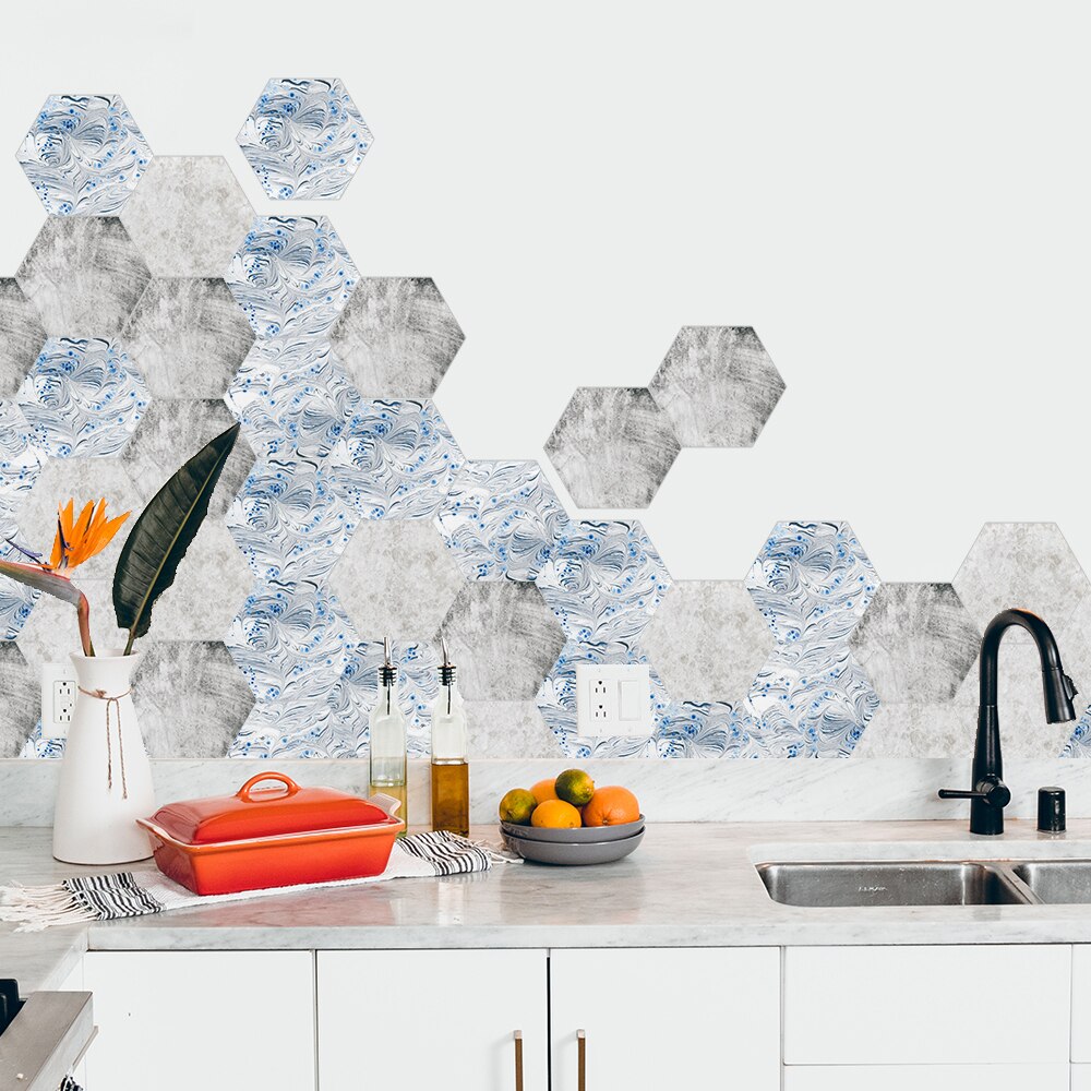 Thick wear-resistant floor stickers foreign trade tile wall stickers self-adhesive kitchen floor non-slip PVC hexagonal stic