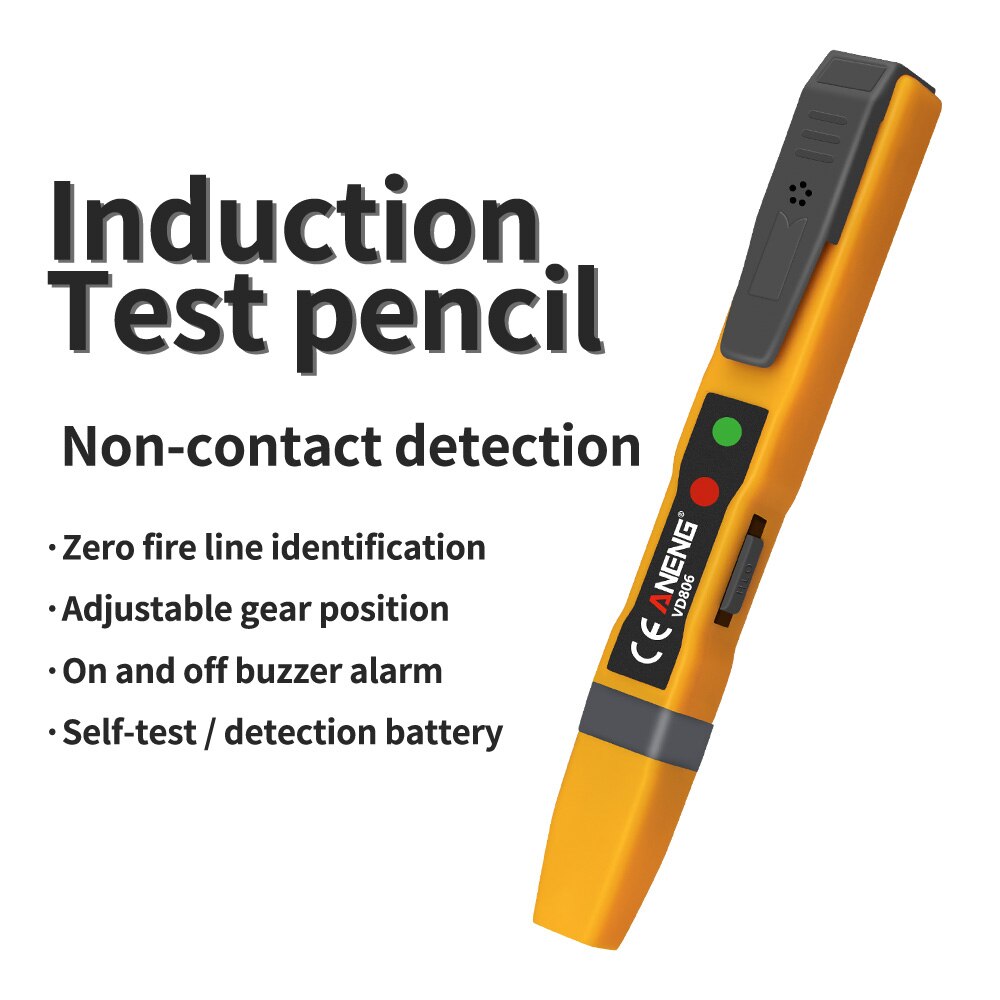 Détecteur de tension sans contact ca/cc testeur de stylo électrique crayon de Test d'induction de batterie de continuité avec alarme de lumière sonore VD806