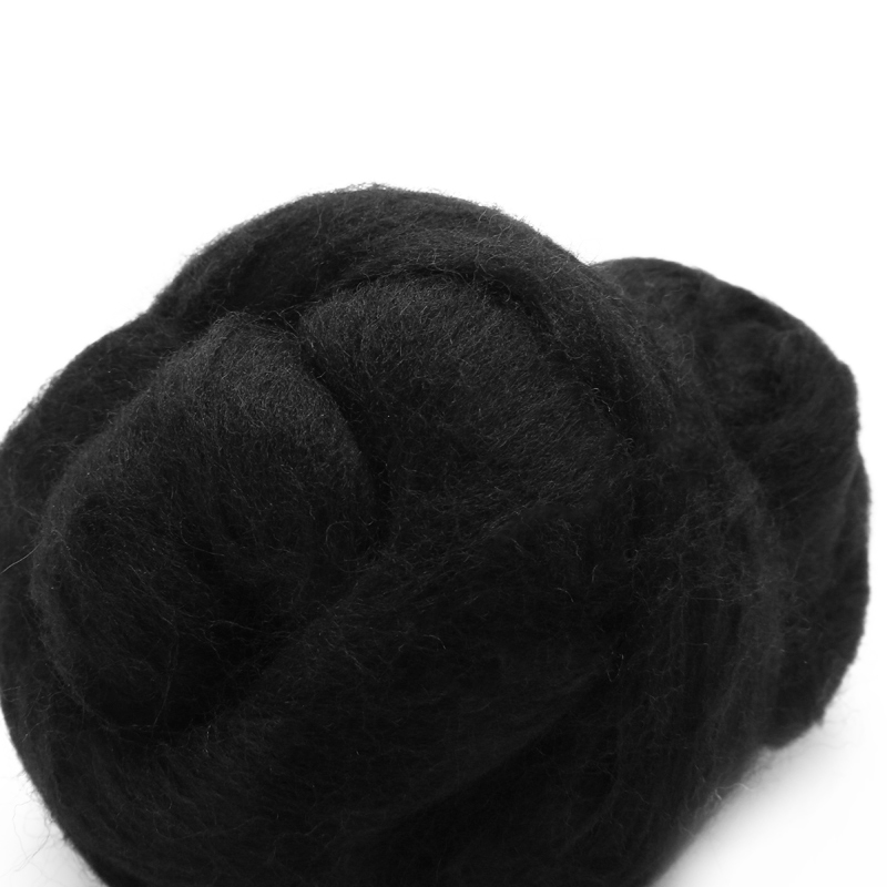 Black Vilten Wol Merino Geverfd Wol Tops Roving Zachte Wol Vezel Naaien Voor Naaldvilten DIY Pop Handwerken 50g