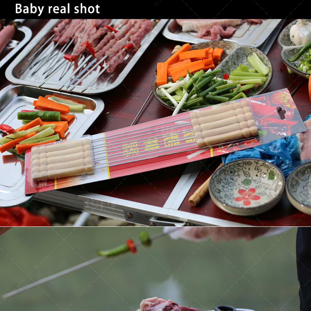 10Stck wiederverwendbar BBQ Grill Spieße Rösten Nadel Rösten Werkzeuge Tong Kebabe Spieße Stock Für draussen Picknick Spieß