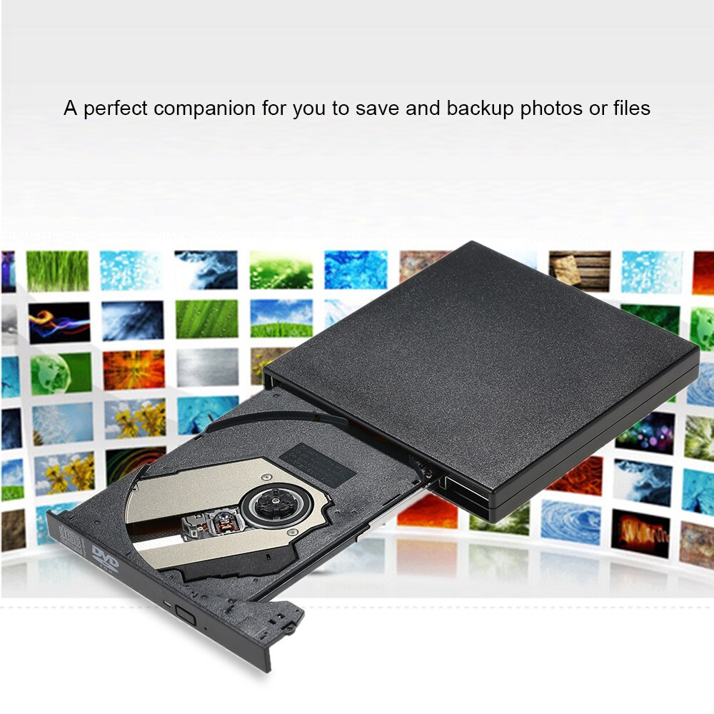USB 2.0 Portable Slim External DVD-RW/CD-RW Optical Disc Drive Reader Writer Player with Combo CD-RW Burner for Laptop Desktop