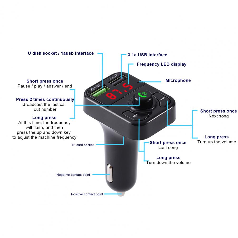 Auto Bluetooth BTX3 Dual USB Bluetooth Auto Fahrze... – Grandado