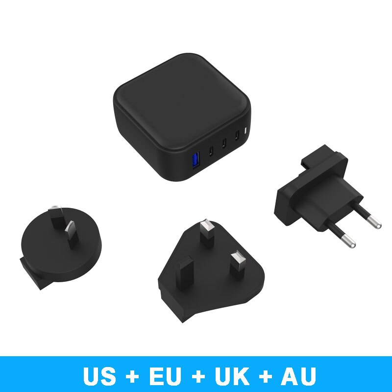 100W 4 Poort Gan USB-C PD3.0 Snelle Oplader Voor Macbook Pro/Air Iphone 13 Pro Max Dell Asus hp Samsung Note 20 Ultra S22 S21 + Pps: Black / 3 in 1 Matte