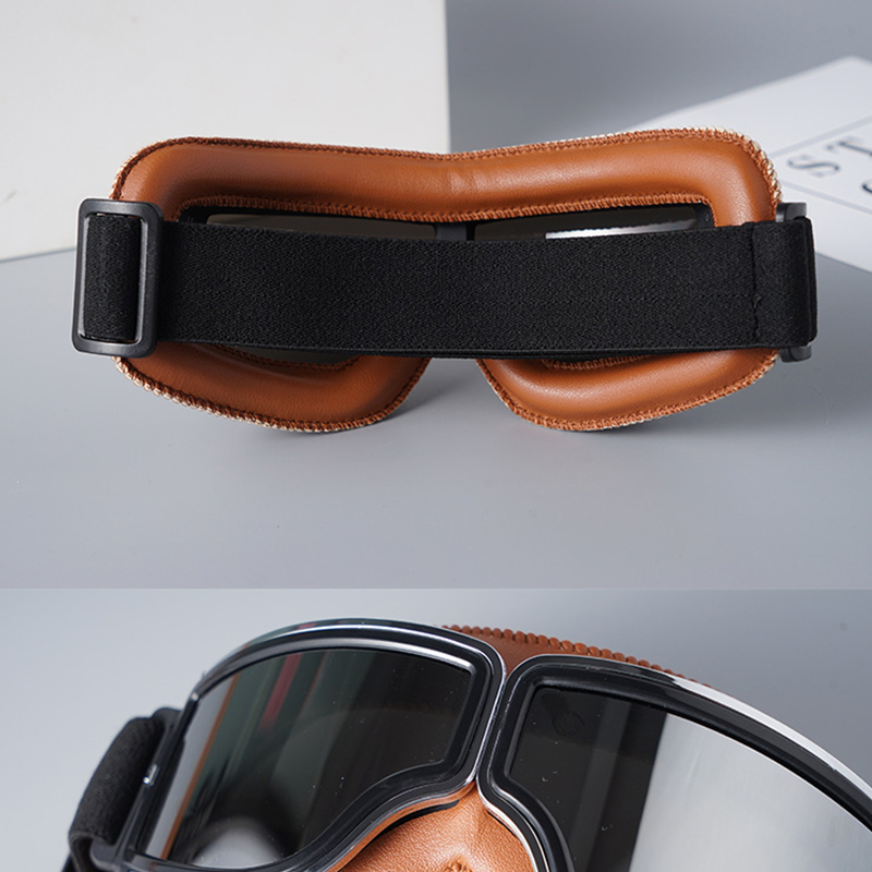 Vintage Motorcycle Goggles Retro Motorbike Scooter Biker ATV Glasses Universal Helmet Goggles Foldable Vintage Off-Road