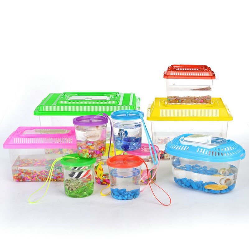1 PCS Little Fish Tank Goldfish bowl Cute Transparent Plastic Goldfish Bowl pet Reptile Tortoise cage