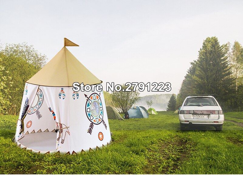 Yard Kid Tent House Portable Princess Castle 123*116cm Hang Flag Children Teepee Tent Play Tent Birthday Christmas