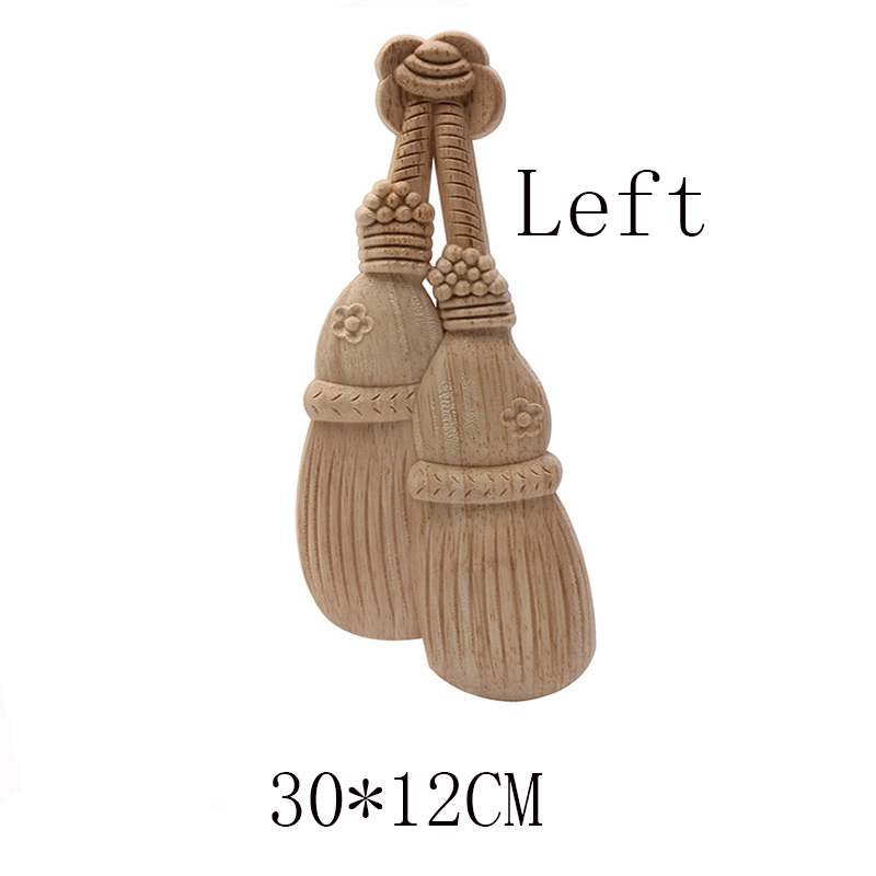 Applique for Home Furniture Unpainted Wood Oak Carved Wave Flower Onlay Corner Decor Wood Carved Long Applique Rubber Wood: C166-5