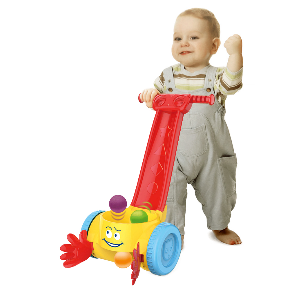 Baby scoop & whirl ball popper walker spædbarn toddler musik 2 hjul gå push legetøj sjov ball-popping action tidlig uddannelse legetøj