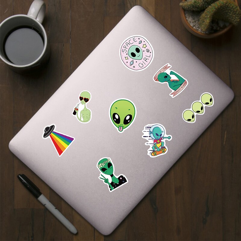 50 PCS Outer Space Stickers For Children Alien UFO Astronaut Ship Planet Sticker to Scrapbooking Skateboard Laptop Sticker