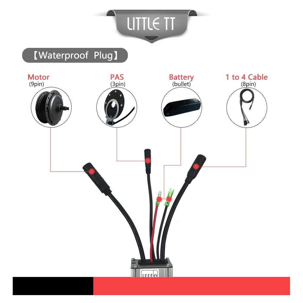 Electric Bike Controller 36V48V 22A Ebike KT Controller For 500W 9 Brushless Motors controller Electric Bike Conversion Kits