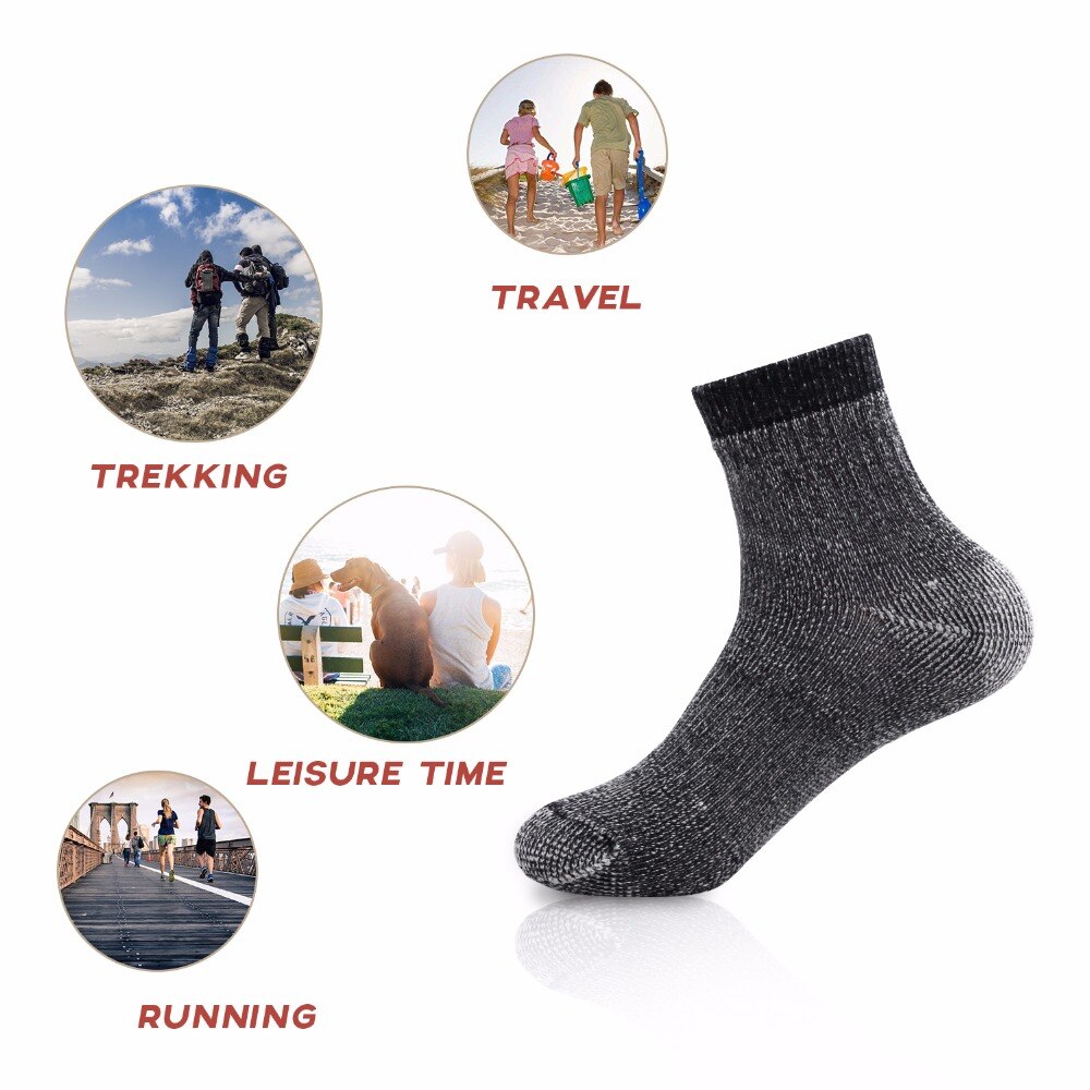 Vihir Gemischt Farbe Merino Wolle Winter Knöchel draussen Sport Socken für Skifahren Wandern Radfahren Camping socken