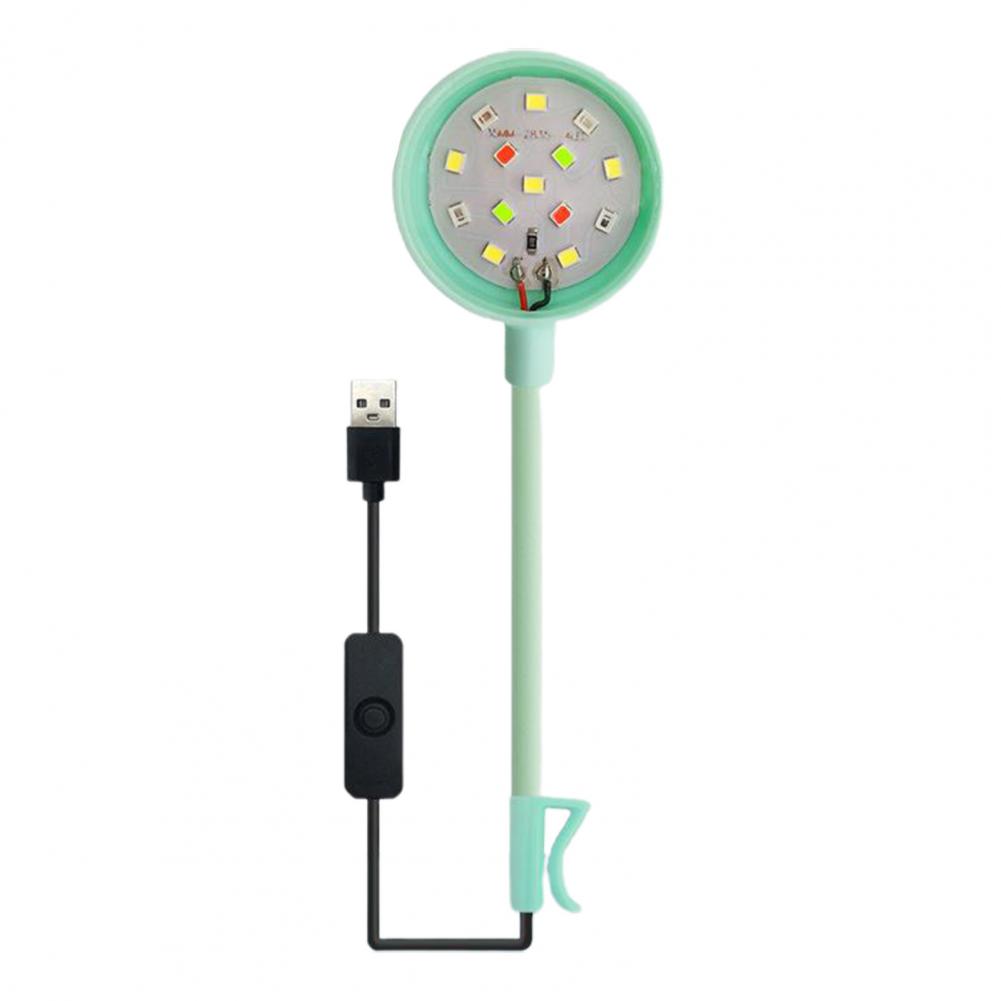 Luces para pecera, luz LED para acuario, 360 grados, ajustable, plástico, lámpara Universal impermeable para peceras con Clip de tubo: Verde