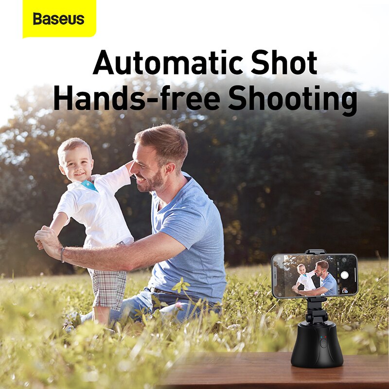 Baseus Smart Bluetooth Selfie Stick 360° Rotation Al Following Shot Tripod Head Auto Face Object Tracking Hands-free Shooting