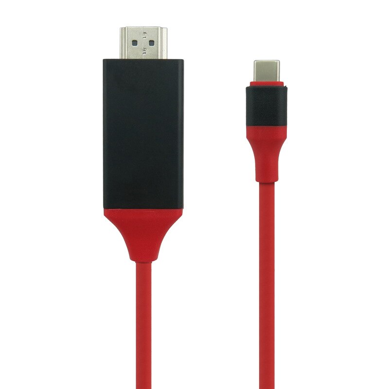 Câble de 2M de Type C, adaptateur de téléphone pour Android et TV, USB C, lien vidéo HDTV, pour Dell, ASUS, Samsung S21, S20, S9, S10 Plus, Note 20, pour Huawei: BlackRed