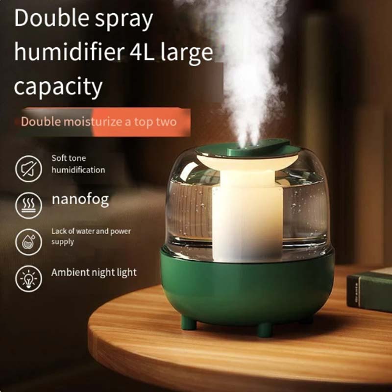 Humidificador aromático de gran capacidad de 4L, humidificador de aire ultrasónico para el hogar, purificador de aire, humidificador con luz Led, doble pulverización
