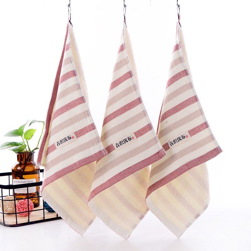 Puur Katoen Kleine Vierkante Handdoek Garen Doek 35*35Cm Absorberende Kinderen Gezicht Handdoek Sport Doekjes Snel Droog gestreepte Handdoek Reiniging: Roze
