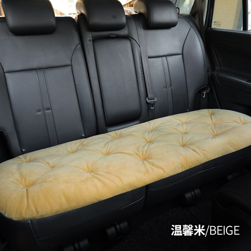 Coussin de siège auto hiver en peluche trois pièces en tissu floqué monolithique épaissi coussin de siège chaud coussin de siège unique pour usage intérieur: Arrière beige 1 pcs