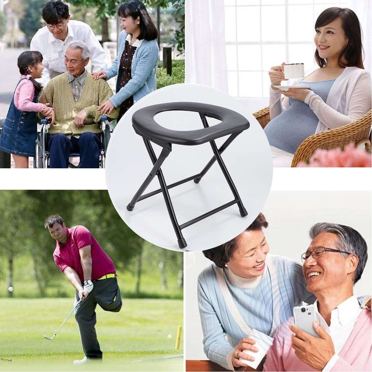 Elderly Commode Chair Portable Toilet Shower Chair Foldable Pregnant Woman Potty Stool Baby Toilet Training Seat Outdoor Fishing