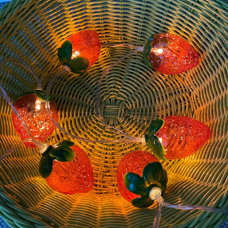 Guirlande lumineuse à 10led, 1.5M, Fruit fraise, noël, féerique, jardin, mariage, , décoration de maison,