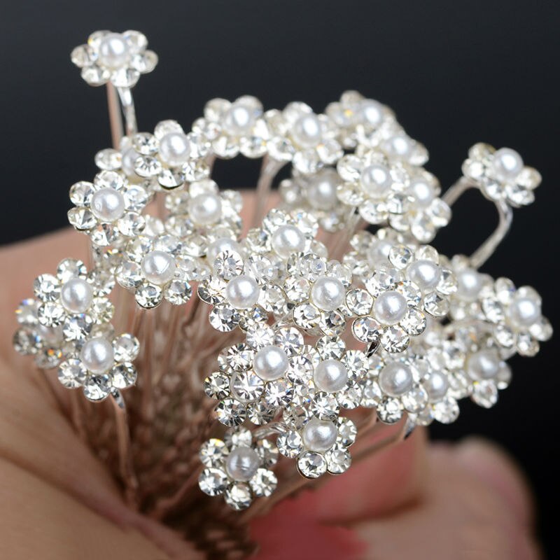 20/40 pièces de mariage mariée épingle à cheveux cristal fausse perle fleur brillant épingles à cheveux pinces à cheveux femmes bijoux Lots