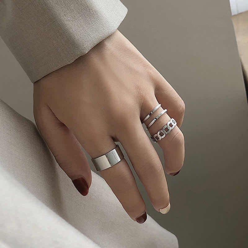 Conjunto de anillos de Metal para mujer, sortija hueca redonda, anillo geométrico Punk redondo, joya de articulación, de joyería