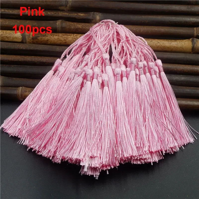 100 Uds. Borlas para marcapáginas, borlas artesanales suaves hechas a mano sedosas con bucles para manualidades DIY, marcapáginas para hacer joyas: Gris oscuro