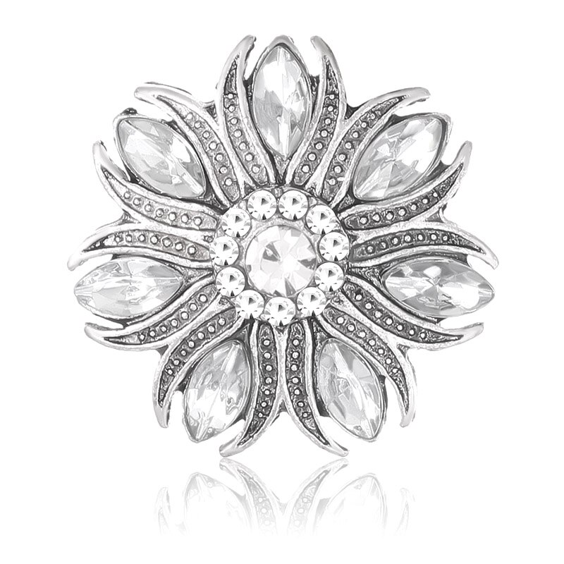 KZ3674 Schönheit Strass Bunte Blumen blüzehn elegante 18MM schnappen tasten passen 18mm schnappen Armbinde schnappen schmuck: Hellgelb Gold Farbe