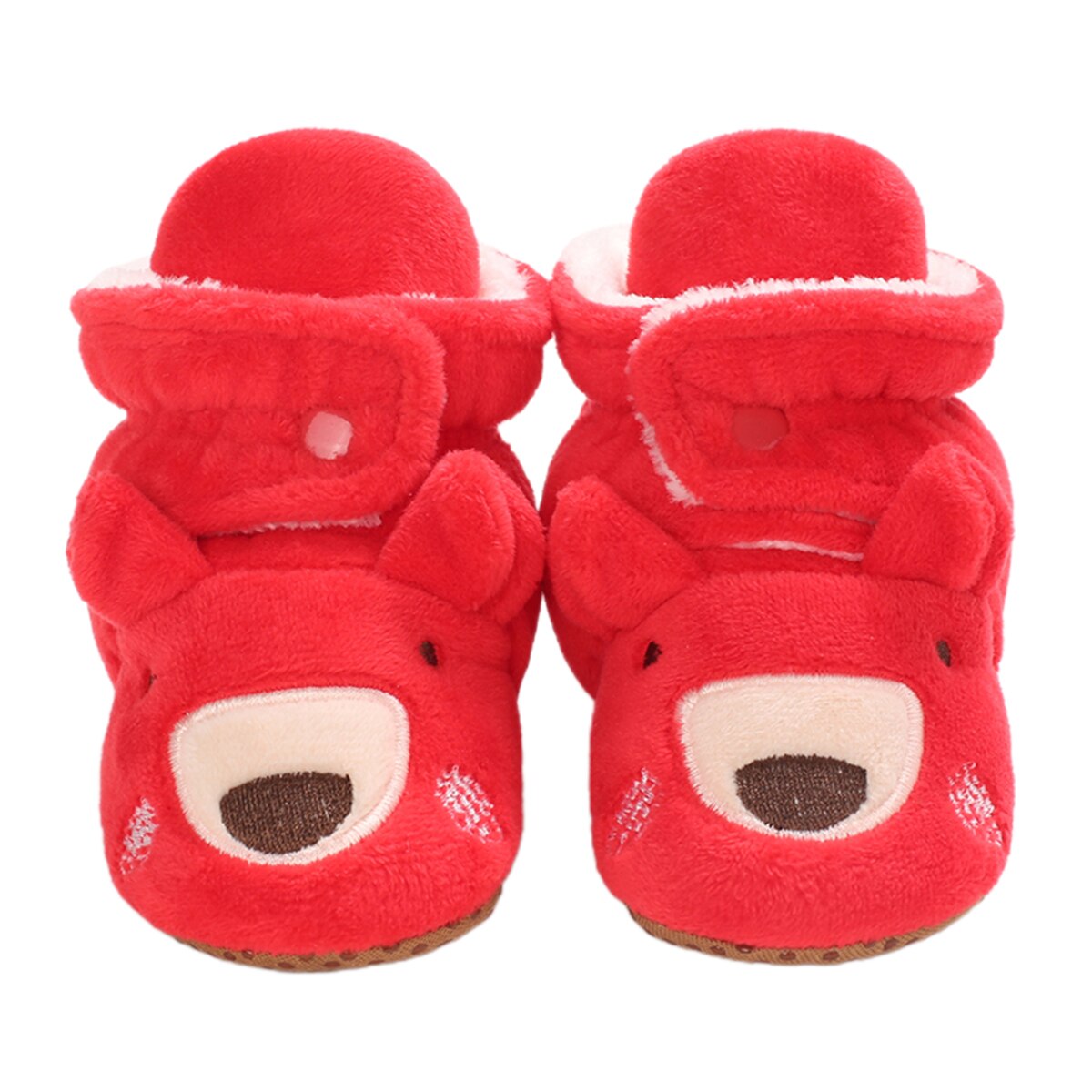 Schattige baby cartoon dieren laarsjes zachte zool pluche pantoffels peuter eerste loopjes met antislip houden warm comfortabele onderkant: Rood / 13-18 maanden