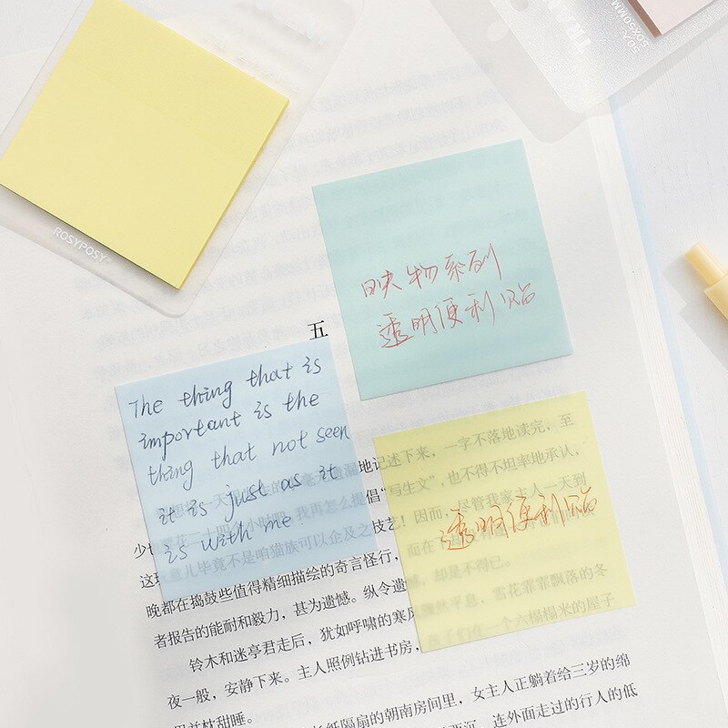 Half Translucent Sticky Notes Colorful Visable Memo Pad School Notepad Waterproof Papeleria 50sheets 5X5cm