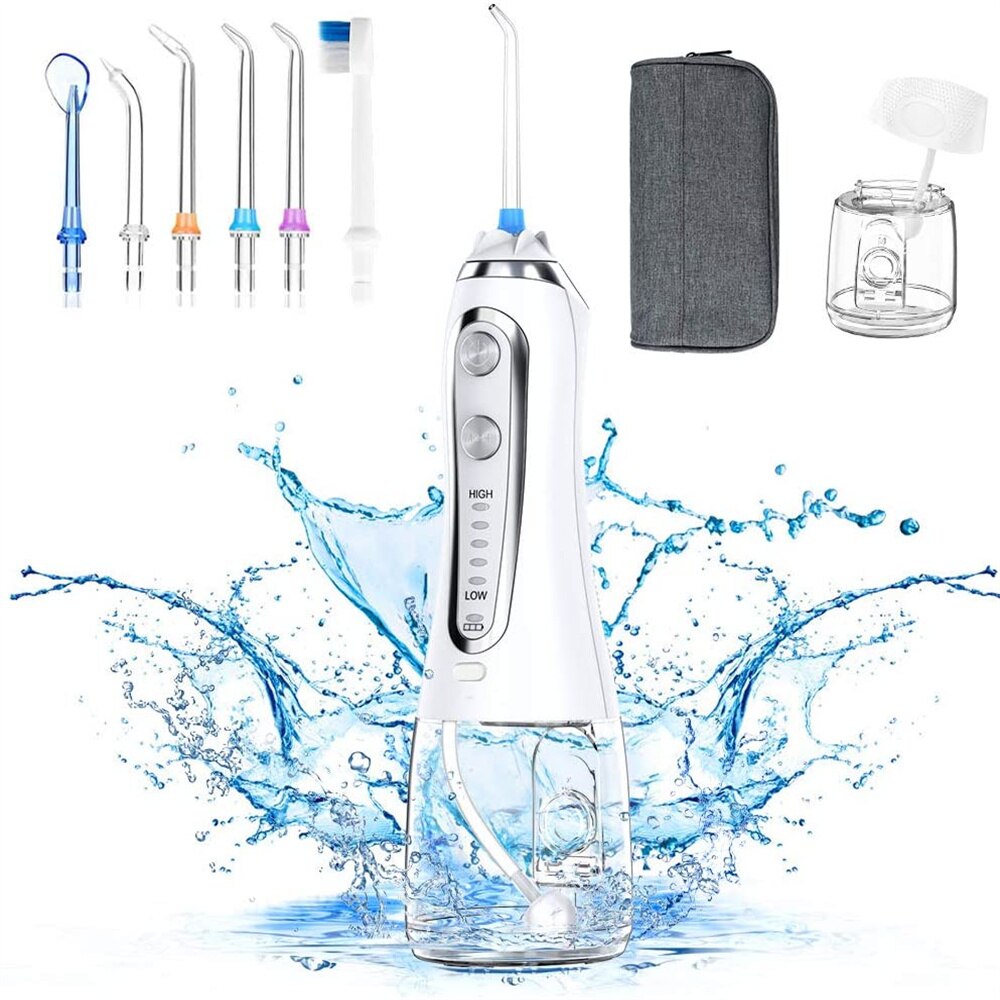 5 modes oral irrigator usb genopladelig vandtråd bærbar dental vandtråd jet 300ml irrigator tandrenser +6 jet