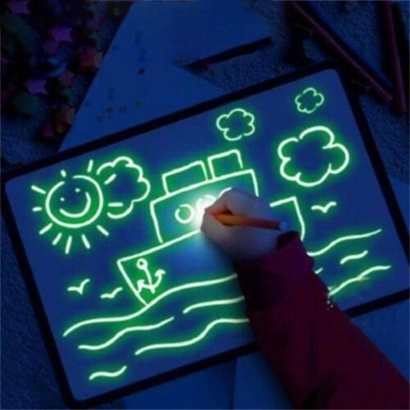 Lichtgevende Tekentafel Glow In Dark Kids Glowing Magic Graffiti Schilderen Schrijven Educatief Speelgoed Met 2 Pennen