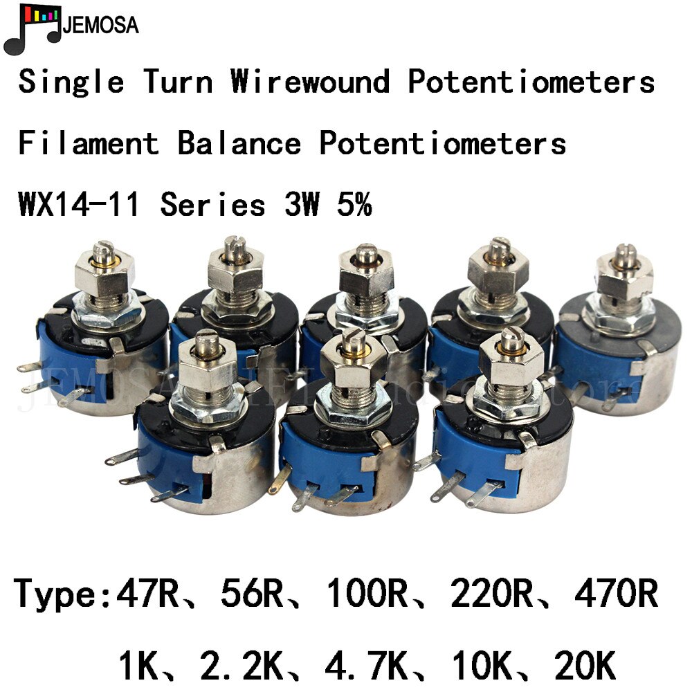 10Stck DIY HIFI Single Potentiometer WX14-11 3W 47R 56R 100R 220R 470R 1K 2,2 K 4,7 K 10K 20K 5% Filament Gleichgewicht