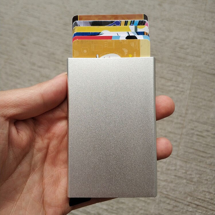 Automatische Aluminium Cardprotector Credit Kaarthouder Legering Business ID Multifunctionele Kaarthouders Metalen Kaarthouder voor Mannen Vrouwen: silver
