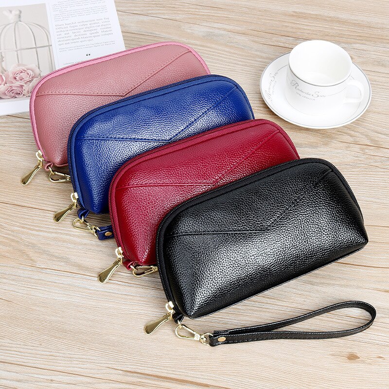 Wallet Women Red/blue/pink/black Zipper Bag Female PU Leather Long Purse Cellphone Bag