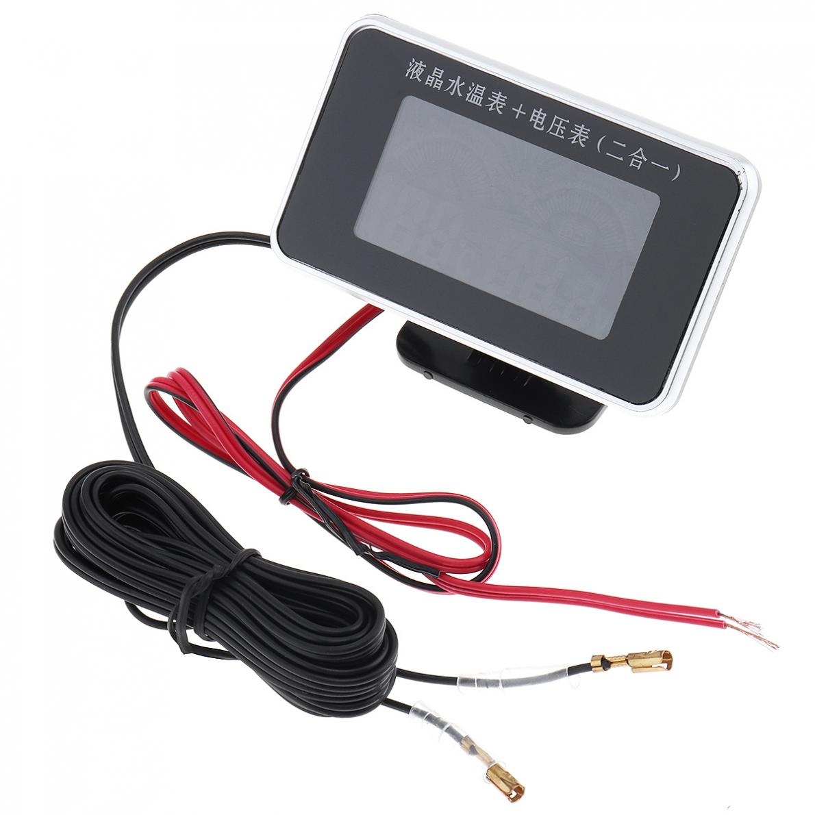 12v / 24v universal 2 in 1 lcd digital bil voltmätare vattentemp temperaturmätare med sensor för bil lastbil