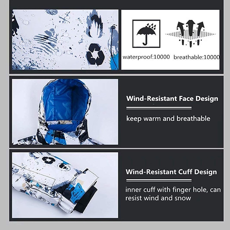 MUTUSNOW Men's Ski Jacket Waterproof Windproof Snowboarding Jacket Snow Snowboard Coat for Outdoor Camping Hiking Skiingg