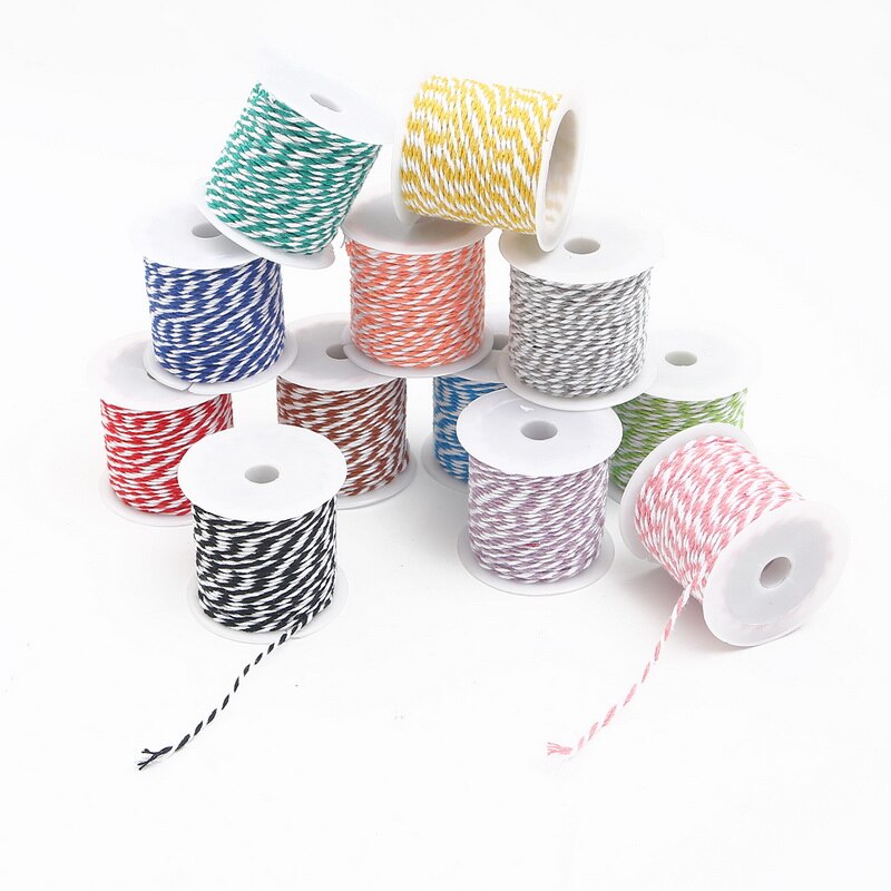10m/roll bicolore coton cordon coloré cordon corde Beige torsadé artisanat macramé chaîne bricolage maison Textile mariage décoratif approvisionnement