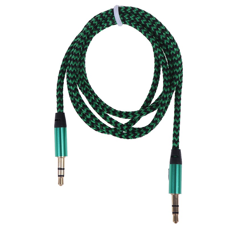 1M Aux Kabel Man Op Man Doek Audio Aux Kabel Gold Plug Auto Aux Koord Nylon Jack Audio Kabel 3.5 Mm Tot 3.5 Mm: green