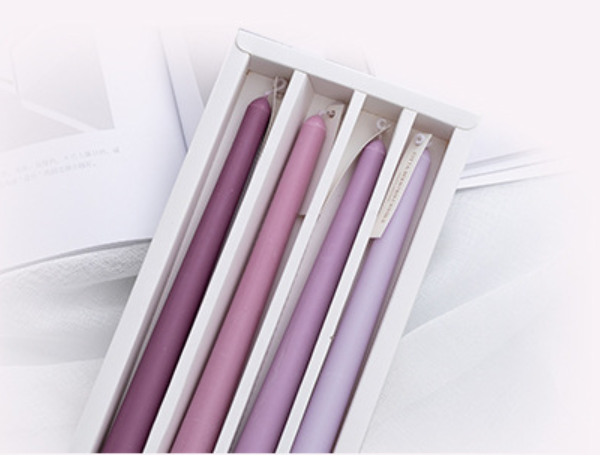 Velas cónicas de Color para decoración de boda, juego de velas nórdicas de palo largo para decoración de mesa, Festival de cumpleaños: Violet Scented 4PC