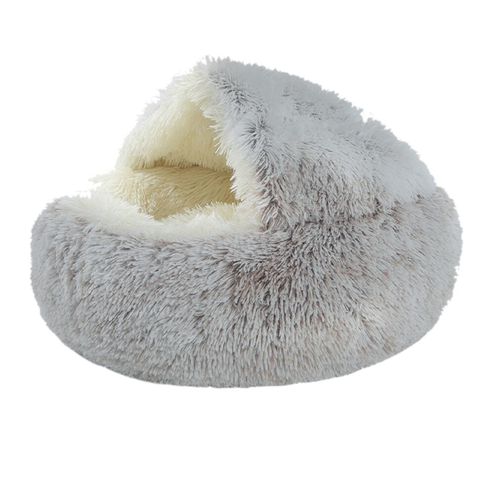 Schattig Kikker Kattenbed Van Zacht Pluche - Rond Met Half Dakje, Ideaal Voor Katten Tot 5 Kg