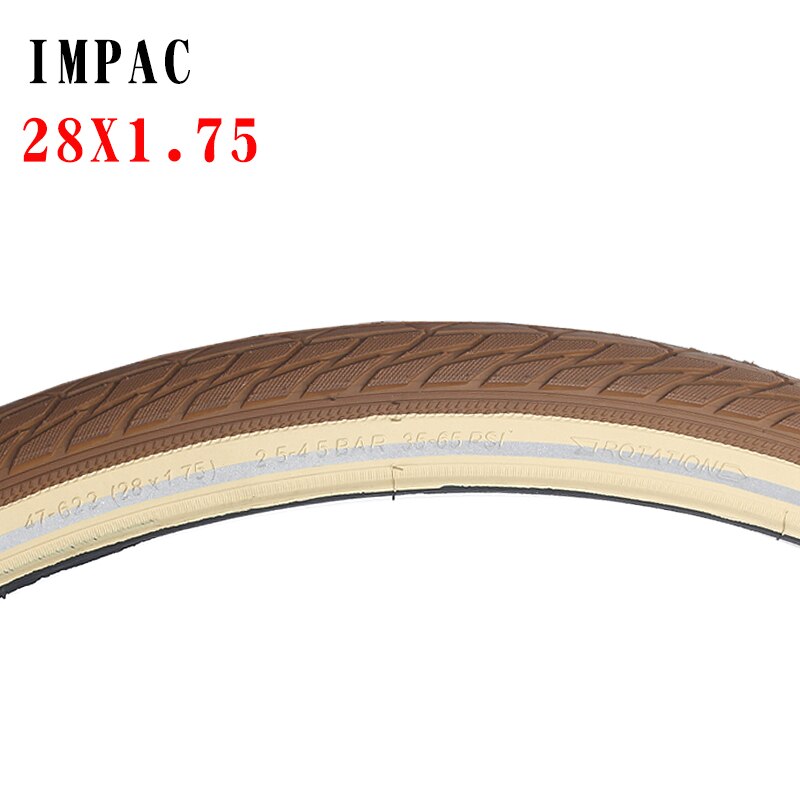 Cykeldæk impac 28 tommer 47-622 ståldæk 28 x 1.75 brun hudfarve kant reflekterende stribe cykeldæk