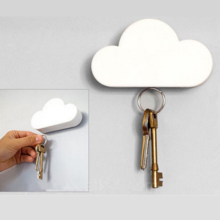 Cloud-Vormige Sleutelhanger Muur Houder Magnetische Sleutelhanger Organizer Wit Sleutelhouder Opslag Voor Home Office