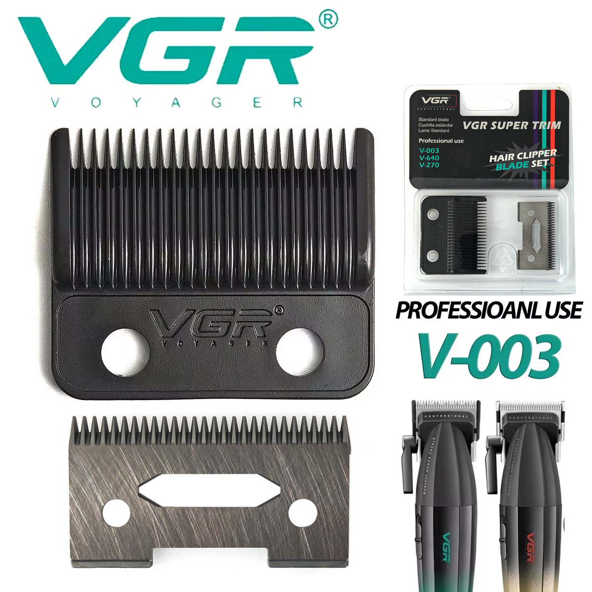 VGR V-003 DLC-cortadora de pelo con cuchilla, repuesto Original, cabezal cortador, accesorios profesionales de peluquero