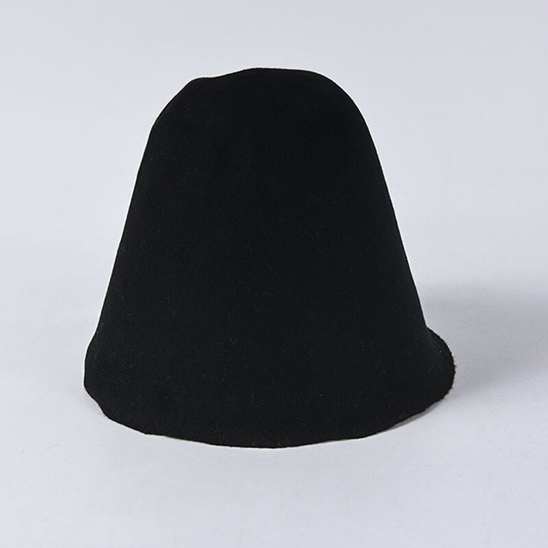 Classical Women Cloche Bucket Felt Hat Autumn Winter Wool Felt Cone Cloche Hood Millinery Craft Hats Fascinators Block Base Body: Black