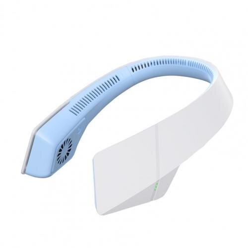 Hanging Neck Fan USB Powered Fast Charge Electric Fan Headphone Mini Cooling Portable Neck Fan for Work Outdoor Summer: Blue