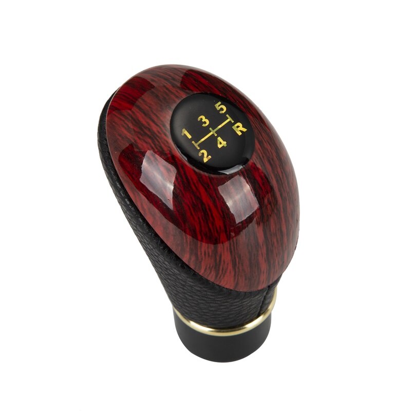 Universal Gear Shift Knob 5 Speed Gear Shift Knob Imitation Carbon Fiber/Wooden Manual Gear Shift Knob Car Gear Handle Knob: Black Leather Style