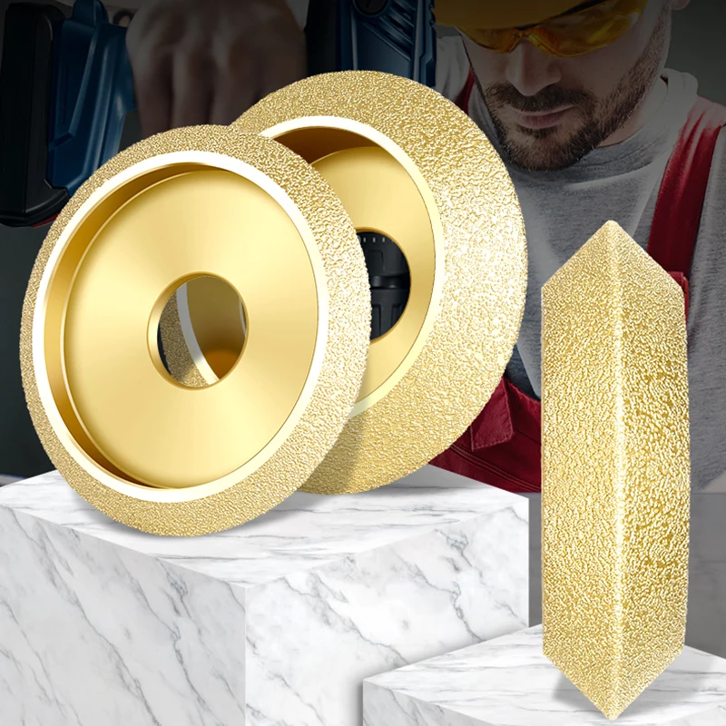 20mm- hålsdiameter 3 tum 75mm v-formad torrvakuumlödd diamantslipskiva halvbullnose-kant marmorkantprofilslipskiva