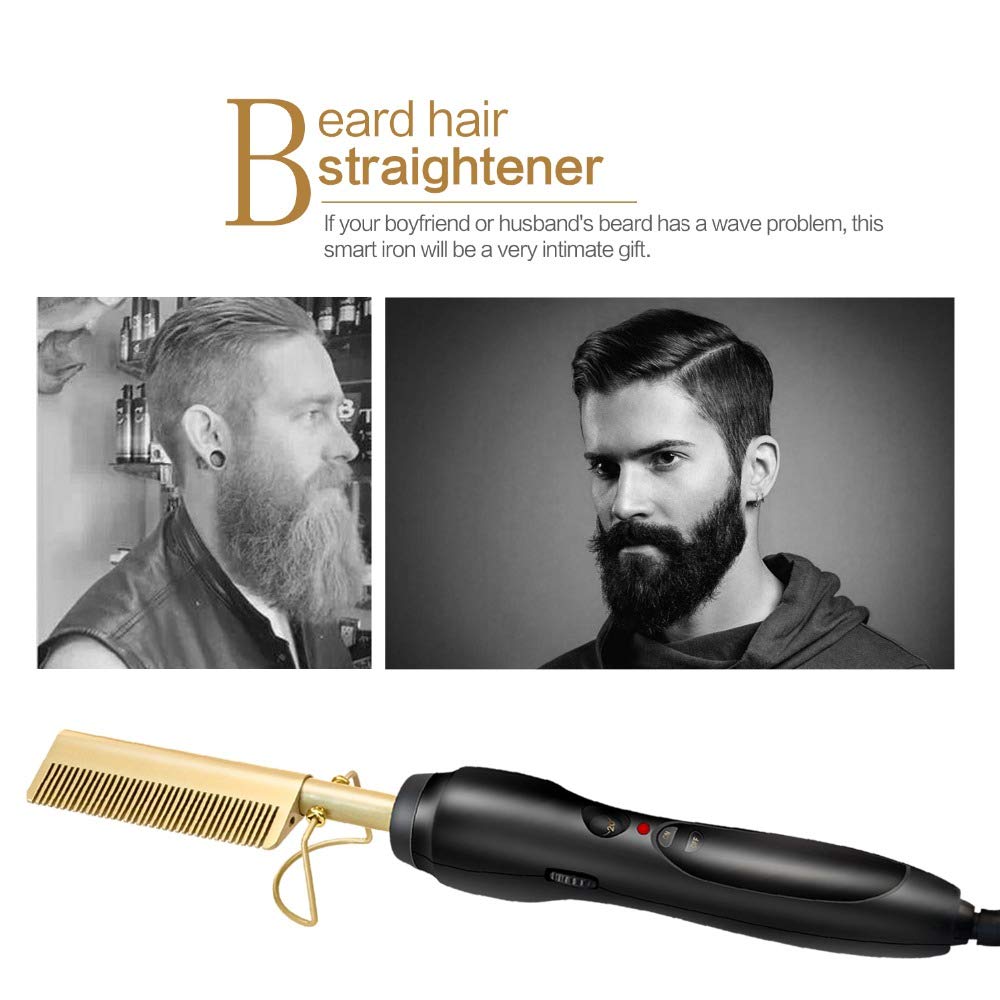 Alisador de cabelo plana ferros alisamento escova quente aquecimento pente cabelo em linha reta styler ondulação ferro modelador de cabelo pente