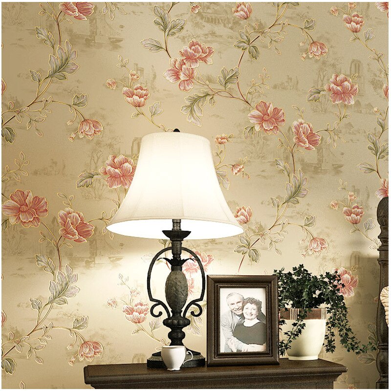 Ikke-vevd tapet amerikansk land pastoral liten floral soverom hotell hotell prosjekt spesielle tapeter stue dekor lys